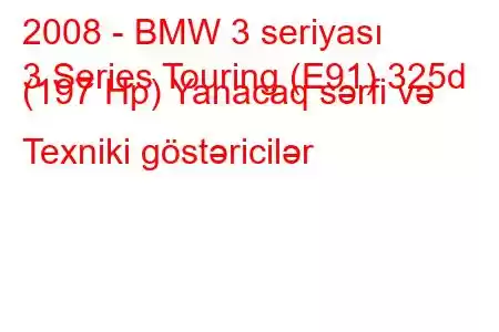 2008 - BMW 3 seriyası
3 Series Touring (E91) 325d (197 Hp) Yanacaq sərfi və Texniki göstəricilər