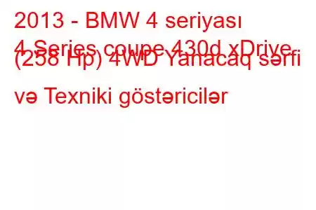 2013 - BMW 4 seriyası
4 Series coupe 430d xDrive (258 Hp) 4WD Yanacaq sərfi və Texniki göstəricilər