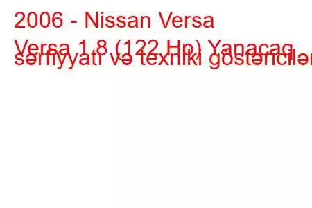 2006 - Nissan Versa
Versa 1.8 (122 Hp) Yanacaq sərfiyyatı və texniki göstəricilər