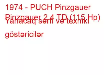 1974 - PUCH Pinzgauer
Pinzgauer 2.4 TD (115 Hp) Yanacaq sərfi və texniki göstəricilər