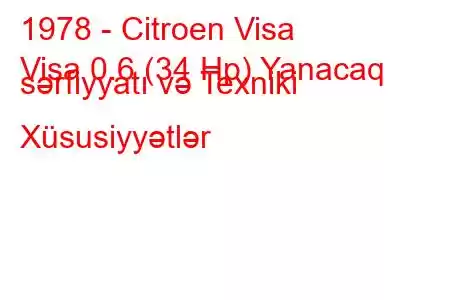 1978 - Citroen Visa
Visa 0.6 (34 Hp) Yanacaq sərfiyyatı və Texniki Xüsusiyyətlər