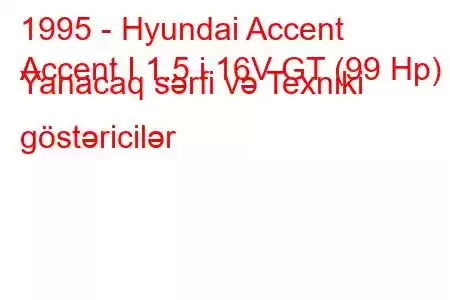 1995 - Hyundai Accent
Accent I 1.5 i 16V GT (99 Hp) Yanacaq sərfi və Texniki göstəricilər