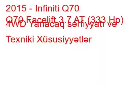 2015 - Infiniti Q70
Q70 Facelift 3.7 AT (333 Hp) 4WD Yanacaq sərfiyyatı və Texniki Xüsusiyyətlər