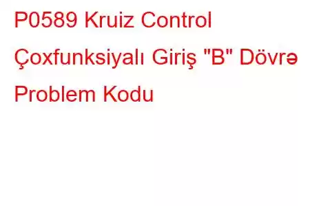 P0589 Kruiz Control Çoxfunksiyalı Giriş 