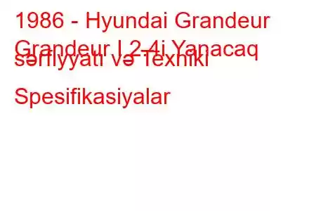 1986 - Hyundai Grandeur
Grandeur I 2.4i Yanacaq sərfiyyatı və Texniki Spesifikasiyalar