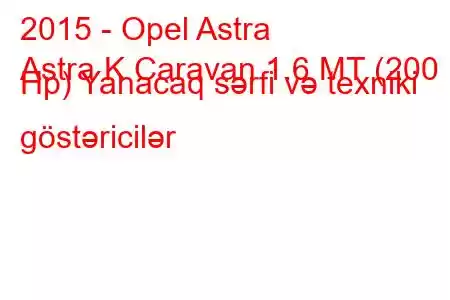 2015 - Opel Astra
Astra K Caravan 1.6 MT (200 Hp) Yanacaq sərfi və texniki göstəricilər