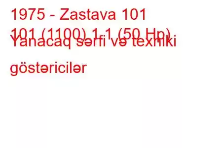 1975 - Zastava 101
101 (1100) 1.1 (50 Hp) Yanacaq sərfi və texniki göstəricilər