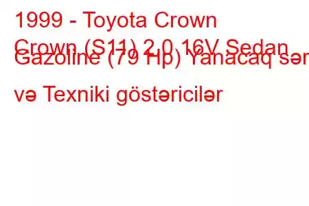 1999 - Toyota Crown
Crown (S11) 2.0 16V Sedan Gazoline (79 Hp) Yanacaq sərfi və Texniki göstəricilər