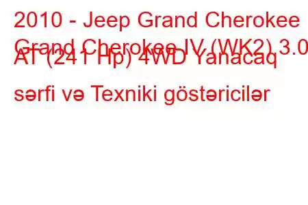 2010 - Jeep Grand Cherokee
Grand Cherokee IV (WK2) 3.0d AT (241 Hp) 4WD Yanacaq sərfi və Texniki göstəricilər