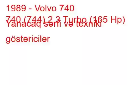 1989 - Volvo 740
740 (744) 2.3 Turbo (165 Hp) Yanacaq sərfi və texniki göstəricilər