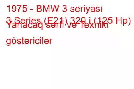 1975 - BMW 3 seriyası
3 Series (E21) 320 i (125 Hp) Yanacaq sərfi və Texniki göstəricilər