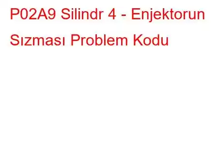 P02A9 Silindr 4 - Enjektorun Sızması Problem Kodu