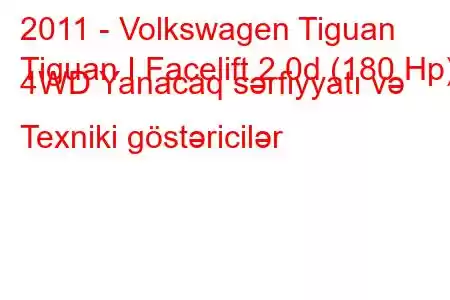 2011 - Volkswagen Tiguan
Tiguan I Facelift 2.0d (180 Hp) 4WD Yanacaq sərfiyyatı və Texniki göstəricilər