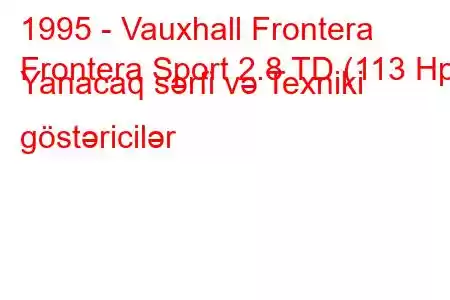 1995 - Vauxhall Frontera
Frontera Sport 2.8 TD (113 Hp) Yanacaq sərfi və Texniki göstəricilər