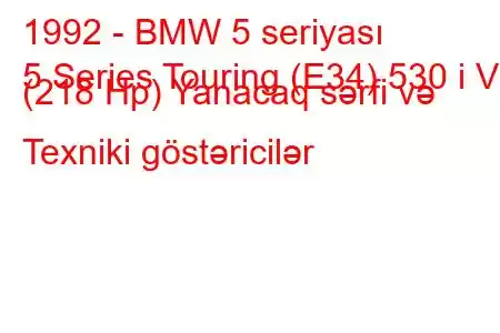 1992 - BMW 5 seriyası
5 Series Touring (E34) 530 i V8 (218 Hp) Yanacaq sərfi və Texniki göstəricilər