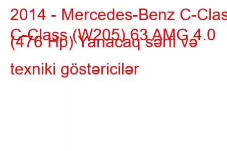 2014 - Mercedes-Benz C-Class
C-Class (W205) 63 AMG 4.0 (476 Hp) Yanacaq sərfi və texniki göstəricilər