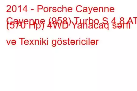 2014 - Porsche Cayenne
Cayenne (958) Turbo S 4.8 AT (570 Hp) 4WD Yanacaq sərfi və Texniki göstəricilər