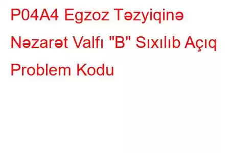 P04A4 Egzoz Təzyiqinə Nəzarət Valfı 