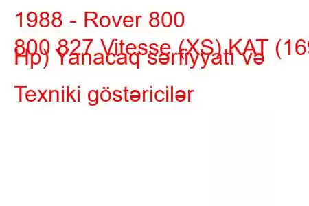 1988 - Rover 800
800 827 Vitesse (XS) KAT (169 Hp) Yanacaq sərfiyyatı və Texniki göstəricilər