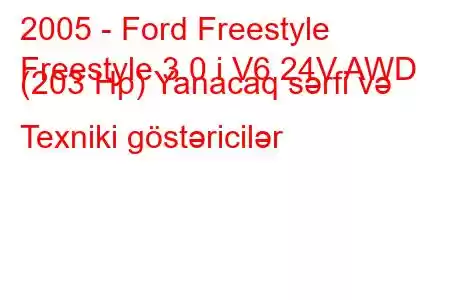 2005 - Ford Freestyle
Freestyle 3.0 i V6 24V AWD (203 Hp) Yanacaq sərfi və Texniki göstəricilər