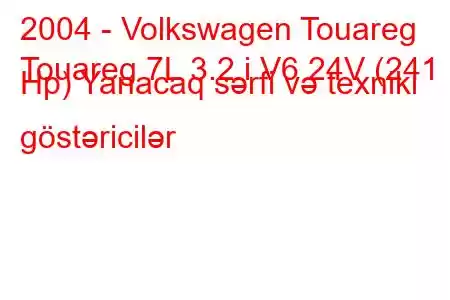 2004 - Volkswagen Touareg
Touareg 7L 3.2 i V6 24V (241 Hp) Yanacaq sərfi və texniki göstəricilər