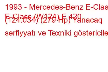 1993 - Mercedes-Benz E-Class
E-Class (W124) E 420 (124.034) (279 Hp) Yanacaq sərfiyyatı və Texniki göstəricilər