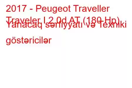 2017 - Peugeot Traveller
Traveler I 2.0d AT (180 Hp) Yanacaq sərfiyyatı və Texniki göstəricilər