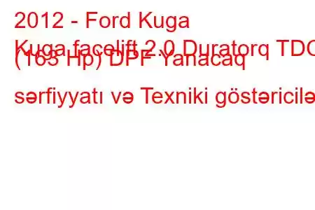 2012 - Ford Kuga
Kuga facelift 2.0 Duratorq TDCi (163 Hp) DPF Yanacaq sərfiyyatı və Texniki göstəricilər