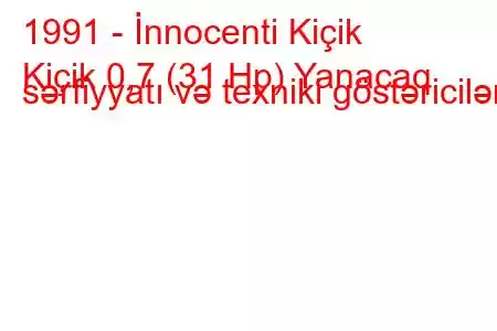 1991 - İnnocenti Kiçik
Kiçik 0,7 (31 Hp) Yanacaq sərfiyyatı və texniki göstəricilər