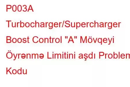 P003A Turbocharger/Supercharger Boost Control 