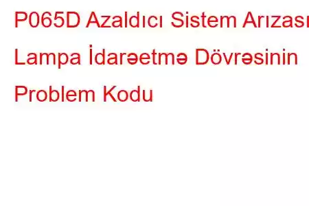 P065D Azaldıcı Sistem Arızası Lampa İdarəetmə Dövrəsinin Problem Kodu