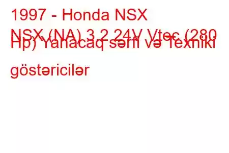 1997 - Honda NSX
NSX (NA) 3.2 24V Vtec (280 Hp) Yanacaq sərfi və Texniki göstəricilər