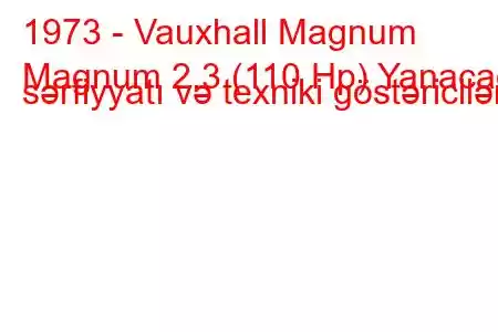 1973 - Vauxhall Magnum
Magnum 2.3 (110 Hp) Yanacaq sərfiyyatı və texniki göstəricilər