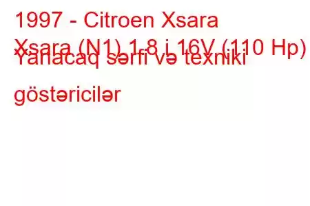 1997 - Citroen Xsara
Xsara (N1) 1.8 i 16V (110 Hp) Yanacaq sərfi və texniki göstəricilər