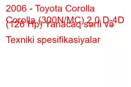 2006 - Toyota Corolla
Corolla (300N/MC) 2.0 D-4D (126 Hp) Yanacaq sərfi və Texniki spesifikasiyalar