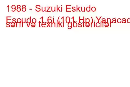 1988 - Suzuki Eskudo
Escudo 1.6i (101 Hp) Yanacaq sərfi və texniki göstəricilər