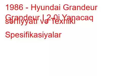 1986 - Hyundai Grandeur
Grandeur I 2.0i Yanacaq sərfiyyatı və Texniki Spesifikasiyalar