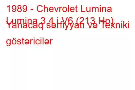 1989 - Chevrolet Lumina
Lumina 3.4 i V6 (213 Hp) Yanacaq sərfiyyatı və Texniki göstəricilər