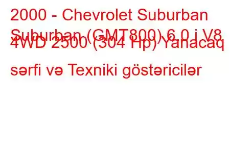 2000 - Chevrolet Suburban
Suburban (GMT800) 6.0 i V8 4WD 2500 (304 Hp) Yanacaq sərfi və Texniki göstəricilər