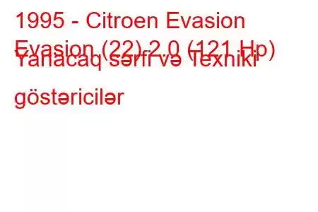 1995 - Citroen Evasion
Evasion (22) 2.0 (121 Hp) Yanacaq sərfi və Texniki göstəricilər