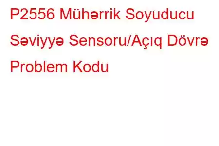 P2556 Mühərrik Soyuducu Səviyyə Sensoru/Açıq Dövrə Problem Kodu