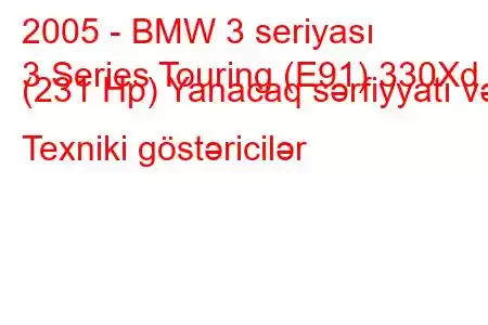 2005 - BMW 3 seriyası
3 Series Touring (E91) 330Xd (231 Hp) Yanacaq sərfiyyatı və Texniki göstəricilər