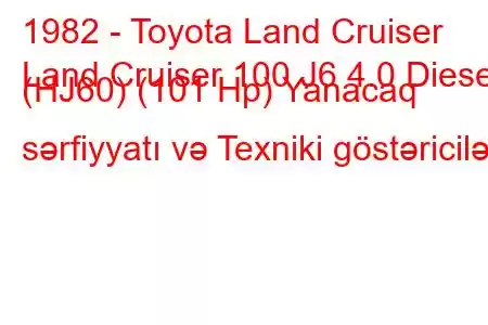 1982 - Toyota Land Cruiser
Land Cruiser 100 J6 4.0 Diesel (HJ60) (101 Hp) Yanacaq sərfiyyatı və Texniki göstəricilər