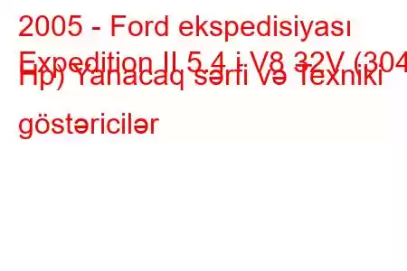 2005 - Ford ekspedisiyası
Expedition II 5.4 i V8 32V (304 Hp) Yanacaq sərfi və Texniki göstəricilər