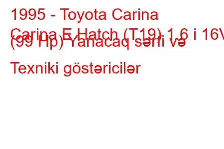 1995 - Toyota Carina
Carina E Hatch (T19) 1.6 i 16V (99 Hp) Yanacaq sərfi və Texniki göstəricilər