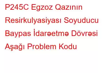 P245C Egzoz Qazının Resirkulyasiyası Soyuducu Baypas İdarəetmə Dövrəsi Aşağı Problem Kodu