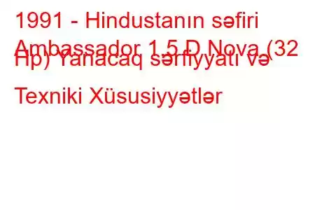 1991 - Hindustanın səfiri
Ambassador 1.5 D Nova (32 Hp) Yanacaq sərfiyyatı və Texniki Xüsusiyyətlər