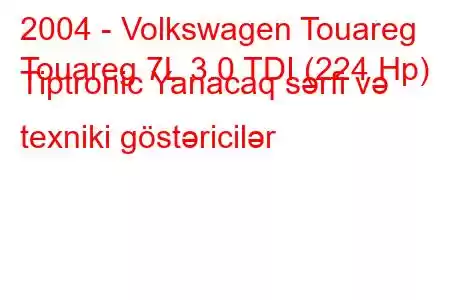 2004 - Volkswagen Touareg
Touareg 7L 3.0 TDI (224 Hp) Tiptronic Yanacaq sərfi və texniki göstəricilər