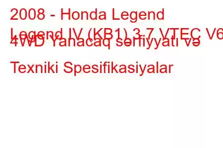 2008 - Honda Legend
Legend IV (KB1) 3.7 VTEC V6 4WD Yanacaq sərfiyyatı və Texniki Spesifikasiyalar