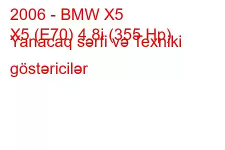 2006 - BMW X5
X5 (E70) 4.8i (355 Hp) Yanacaq sərfi və Texniki göstəricilər